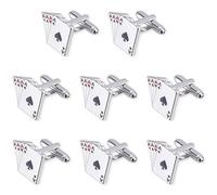 SUPERFINDINGS 4 paia di gemelli a forma di carte da gioco Poker Ace gemelli in lega unisex eleganti gemelli per camicia da lavoro borchie camicia smoking gemelli design classico per donne uomini abiti