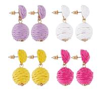 SUPERFINDINGS 4 paio di Orecchini Pendenti In Rafia Boho, Lanterna In Rafia Fatta A Mano, Orecchini Pendenti In Rattan, Orecchini In Vimini Intrecciato, Orecchini Geometrici Leggeri