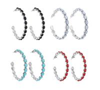 SUPERFINDINGS 4 paio di Orecchini Pendenti In Turchese Bohémien, Orecchini A Cerchio Geometrici Vintage, Orecchini A Cerchio Turchesi, Grandi Orecchini In Lega A Forma di C