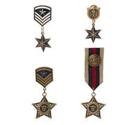 SUPERFINDINGS 4 Pezzi 4 Stili Medaglie Militari Vintage A Stella Geometrica Medaglia In Metallo Distintivo Uniforme Accessorio con Spalline e Nastri per Costume Da Soldato Dell'Esercito