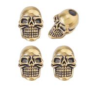 SUPERFINDINGS 4 Pezzi Perline Teschio Oro Antico 6mm Foro Cordino Perline Stile Tibetano Ottone Paracords Perla Grande Foro Perla Europea Per Paracords Collane Bracciali Gioielli