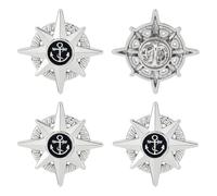 SUPERFINDINGS 4 Pezzi Stella A 8 Punte Con Ancoraggio Pin In Lega Spille Reverse Platino Decorazioni Abiti Tema Marina Per Costumi Cappelli Giacche Borse, 46~57mm, Metallo