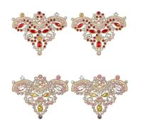SUPERFINDINGS 4 pz 2 colori Strass Applique Fiore Strass di Cristallo Toppe Da Cucire Decorazione In Lega Toppa Glitterata per Abbigliamento Borsa Scarpe Accessori Gioielli