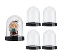 SUPERFINDINGS 4 Vetrina A Campana In Plastica per Display con Base Nera Cupola di Plastica per Collezionare Fiori, Decorazioni, Oggetti Artigianali e Statue