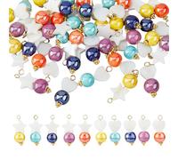 SUPERFINDINGS 40 ciondoli naturali in 10 stili di conchiglie d'acqua dolce a forma di stella e cuore con perline rotonde colorate bianche, ciondoli a tema oceano estivo a tema conchiglie per la