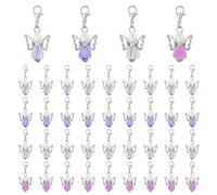 SUPERFINDINGS 40 Pezzi 4 Stili Ciondoli Ali d'Angelo Ciondoli Angelo Custode Ciondoli Fatina Viola Pendenti Clip Ciondoli Cuori in Acrilico con Chiusure A Moschettone per Creare Gioielli Fai da Te