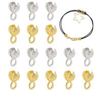 SUPERFINDINGS 40pcs Brass Open Clamshell Fold Over Bead Tips 6x11x7mm Air Punte in Ottone in Platino e Cappe Terminali di Copertura Dorata per la Creazione di Gioielli