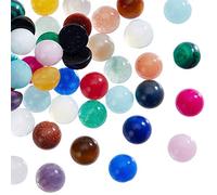 SUPERFINDINGS 46 pz Cabochon di Pietre Preziose Naturali 6 mm Semitondo Cabochon Perline Pietre 23 Colori Cabochon di Cristallo di Quarzo Piatto per Bracciale Collana Creazione di Gioielli