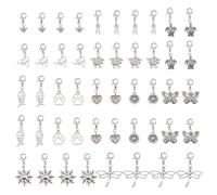 SUPERFINDINGS 48 pezzi 12 stili di Charm A Clip In Lega Farfalla Cerniera Cuore con Chiusure A Moschettone per Orecchini Fai Da Te, Collane, Decorazioni per Borse, Portachiavi