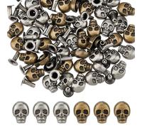 SUPERFINDINGS 48 pezzi 2 colori lega borchie in metallo punteggio rivetti scheletrici fatti a mano fai da te Punk Spikes accessori per artigianato in pelle fai da te
