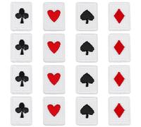 SUPERFINDINGS 48 pz 4 Toppe per Carte da Gioco Stile Poliestere Termoadesive/Cucite Toppe per Applique da Poker Toppe A Cuore Rosso Nero Toppe per Carte Semi di Diamanti Toppe A Picche