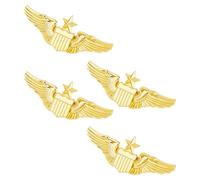SUPERFINDINGS 4Pcs Aliante Spilla Ala Oro Aliante Pilota Distintivo Costume Da Pilota Spilla In Lega Spilla Air Force Ala Pilota Metallo Aviatore Aliante Spilla per Cappello Camicia Uniforme