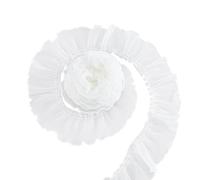 SUPERFINDINGS 5 metro Bianco Volant Pizzo Nastro di Pizzo Pieghettato 8 cm Larghezza Rete Pizzo Bordo Ondulato Bordo In Pizzo Organza Increspato Tessuto Passamanerie Tessuto Pizzo