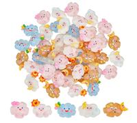 SUPERFINDINGS 50 pz 5 Stili Traslucidi Cabochon in Resina Nuvola Glitter Cartoon Nuvola Cabochon Cabochon Flatback Nuvola Perline per La Creazione di Gioielli Fai da Te