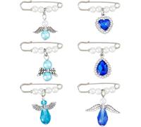 SUPERFINDINGS 6 ciondoli a forma di bouquet di angeli, regalo blu per sposa, angelo custode, per bouquet di nozze, regali di nozze in memoria di mamma o papà