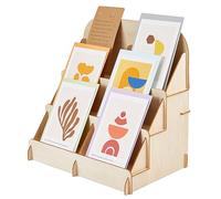 SUPERFINDINGS 6 Ripiani Espositore per Biglietti Da Visita In Legno Espositore per Biglietti Da Visita Autoinstallante Mini Vetrina Artigianale Organizer per Nastro Adesivo 30x20x30cm