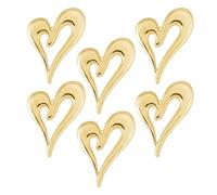 SUPERFINDINGS 6 spille a forma di cuore, dorate, in lega, per camicia, matrimonio, amore, spilla in metallo aperta per gioielli fai da te, decorazione per abiti, sciarpe, cardigan, regali di San