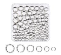 SUPERFINDINGS 60Pcs 6Dimensioni Anello Solido Girevole in Acciaio Connettore per Esche da Pesca Rotonde Ad Alta Anello Solido Anello Solido per Acqua Salata Anello d'Acqua Dolce Salata