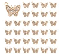 SUPERFINDINGS 60Pezzi di Ciondoli Farfalla Strass Belli Oro Chiaro Ciondoli Pendenti Carini Farfalla 3D Ciondolo Pendente per Donna Fai Da Te Collana Braccialetti Orecchini Gioielli Making