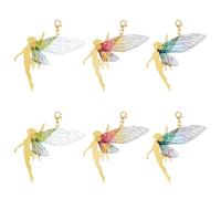 SUPERFINDINGS 6Pcs 3Stili Ciondolo Fata Fiorita Ali di farfalla in resina con moschettone a forma di chela di aragosta Portachiavi Angelo per donna borsetta zaino per famiglia amici regali