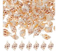 SUPERFINDINGS 70 pz Ciondoli A Conchiglia Conchiglie Naturali Ciondoli Oceano Mare Ciondoli Spiaggia Filo di Rame Avvolto Spirale Naturale Dorato per Orecchini Fai da Te Artigianato, Foro: 3mm