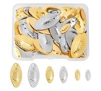 SUPERFINDINGS 72 pz 3 Misure Esche da Pesca in Ferro 2 Colori Attrattore da Pesca Lame Spinner Occhio di Cavallo con Motivo A Squame di Pesce Tazza Profonda Lame Spinner Cucchiai Rig