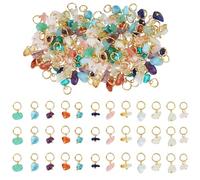 SUPERFINDINGS 72Pcs 12Colori Ciondoli in pietra naturale Ciondoli in pietra naturale con anello di salto dorato Breloques in pietra irregolare per creazione bracciali e gioielli