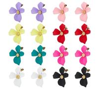 SUPERFINDINGS 8 Colori Boho Fiore Orecchini A Bottone Chic Orecchini Statement con Bocciolo di Fiore D'Oro Eleganti Orecchini A Goccia Petali Floreali Gioielli Da Sposa Estivi Colorati