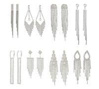 SUPERFINDINGS 8 stile Orecchini Pendenti con Strass Orecchini Lunghi con Nappe di Cristallo Orecchini A Lampadario con Spille In Argento Sterling per Ragazza Matrimonio Ballo Concerto Gioielli Regali
