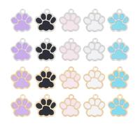 SUPERFINDINGS 80 Pezzi di Ciondoli con Impronte di Zampa di Cane in 10 Colori, Amuleti Artigli di Gatto, Pendente di Artigli in Smalto Lega, Charm con Impronte di Cucciolo e Gattino per Gioielli