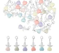 SUPERFINDINGS 84Pezzi di Ciondoli A Cuore con Chiusura A Moschettone Ciondoli A Forma di Ali D'Angelo con Chiusura A Moschettone Ciondoli A Forma di Perla Imitazione Perle Rotonde Ciondolo per Collana