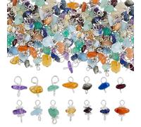 SUPERFINDINGS 84Pièces 7Couleurs Charms Connecteurs en Cristal Puce de Pierres Précieuses Connecteur Charmes Quartz Connecteur de Lien Ovale Irrégulier Pendentif pour Collier Bracelet 13mm Trou:2mm