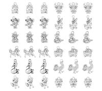 SUPERFINDINGS 96 pz 12 stili Pendenti In Lega Stile Tibetano 12 segni Zodiacali Cinesi Ciondoli Tema Animale Pendenti In Metallo per Creazione di Gioielli Foro 2mm