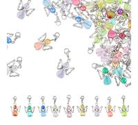 SUPERFINDINGS Ciondolo A Forma di Ala d'Angelo Fata Colorata Pendenti Pendenti con Perline A Cuore in Acrilico Ciondoli con Fermagli per Aragosta per La Creazione di Gioielli Articoli