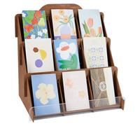 SUPERFINDINGS Espositore per Adesivi A 3 Piano Espositore per Biglietti D'Auguri in Legno Espositore per Cartoline Organizzatore per Brochure Multiuso Espositore per Sottobicchieri, 37x25x37.1cm