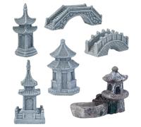 SUPERFINDINGS Mini Statua del Giardino dello Stile Zen Pagoda Lanterna Statua del Giardino Cinese Miniatura Ponte della Torre Decorazione del Giardino Accessori per Il Giardino delle Fate