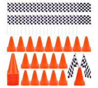 SUPERFINDINGS Set di 60 mini coni di traffico per RC Car Track & Racing | Segnali di avvertimento ostacoli in plastica, con foro sulla parte superiore, coni in plastica arancione da 17 cm con 40