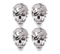 SUPERFINDINGS Spilla Punk da 4 pezzi con teschio e serpente, spilla gotica, testa di teschio, spilla scheletro in argento e oro antico spille in lega, decorazione per costume di Halloween spilla