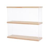 SUPERFINDINGS Vetrina In Acrilico 2 Ripiani Vetrina per Espositori per Funko Figures Scatola di Immagazzinaggio In Legno per Espositori per Collezioni 39.5x9.7x27.45cm