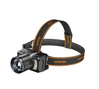 SUPERFIRE HL25.Lampada frontale a led ricaribile batteria 2400mAh,15W,700Lm,illumina fino a 210m