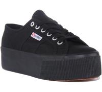 SUPERGA 2750 Cotu Classico con Lacci Elegante Tela Scarpe Tutti Nero Taglia 3 -