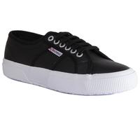 Superga 2750 Efglu Donna Pelle Opaco Scarpe Sportive IN Nero Bianco Misura UK 3