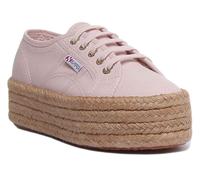 SUPERGA 2790 Cotropew Plateau Suola con Corda Intorno IN Rosa Misura UK 2- 9