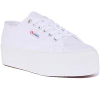 SUPERGA Cotu con Lacci Elegante Tela Donna Scarpe da Ginnastica Bianche UK 3 - 8