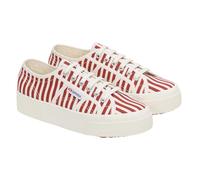 Superga Donna/Donna 2740 Print Stripes Sneakers, Bianco Sporco Rosso, 39 EU