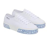 Superga Sneaker da donna 3740 Leggera con stampa in ceramica, bianco blu, 38 EU