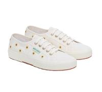 Superga Sneaker unisex adulto 2750 in lino con ricamo girasole, Bianco Avorio, 11 Women/9.5 Men