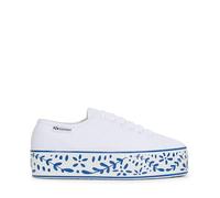 SUPERGA - Sneakers, Donna, Bianco, Cotone, Casual, 3790 Platform Ceramic Print Leggera, Taglia: 40
