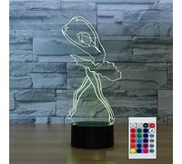 SUPERHONGJIHAO Luce notturna 3D per bambini 3D Ballet Girl Lampada a LED con telecomando 16 colori che cambiano colore regalo di compleanno per bambini