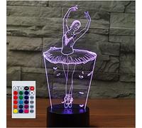 Superhongjihao - Luce notturna 3D per bambini a forma di ballerina con telecomando, lampada LED con 16 colori intercambiabili, regalo di Natale o compleanno per bambini